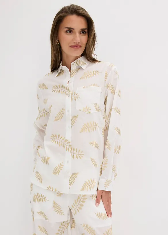 Bluse aus reiner Baumwolle mit Stickerei in weiß von vorne (im Anschnitt) - bonprix Bluse aus reiner Baumwolle mit Stickerei in weiß von vorne (im Anschnitt) - bonprix