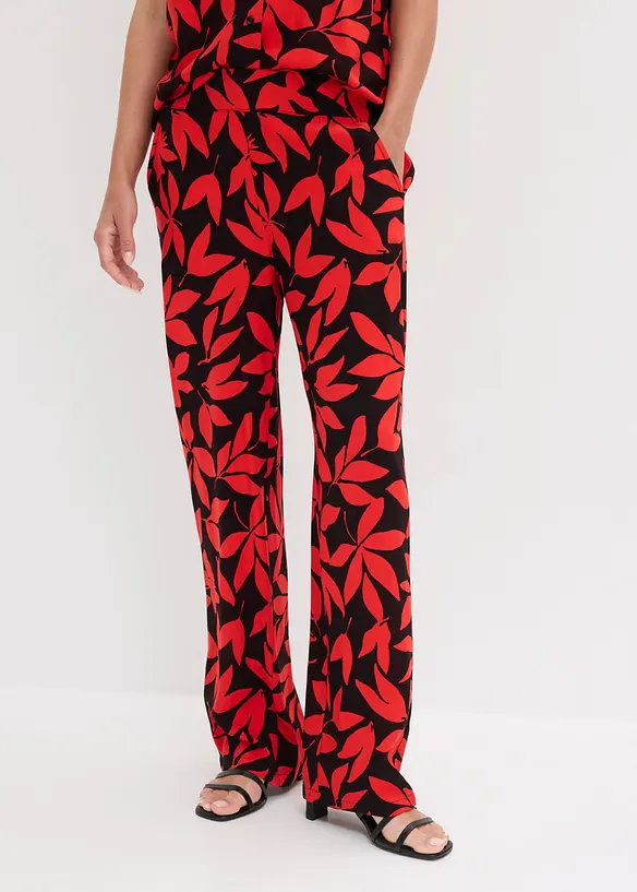 Palazzo-Hose aus fließender Viskose in schwarz von vorne - bonprix