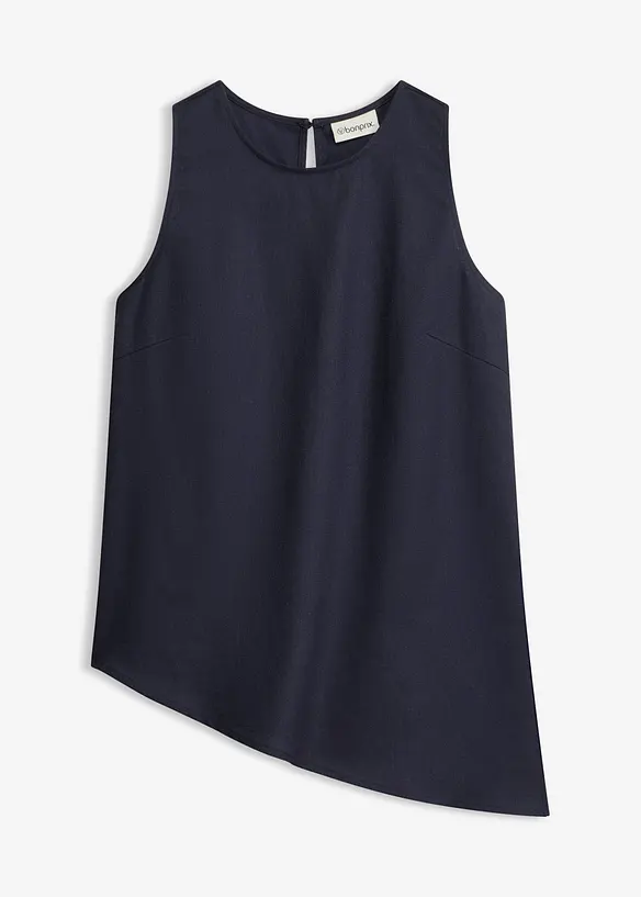 Top mit Leinenmischung in blau von vorne - bonprix