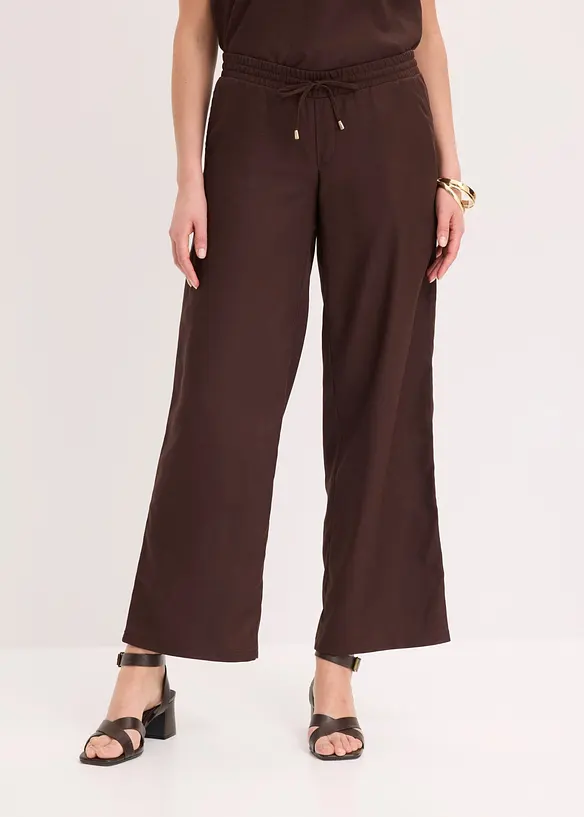 Marlenehose mit Leinenmischung in braun von vorne - bonprix Marlenehose mit Leinenmischung in braun von vorne - bonprix