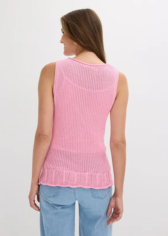 Strick-Weste aus Baumwolle in rosa von hinten (im Anschnitt) - bonprix