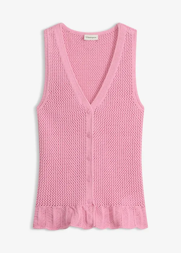 Strick-Weste aus Baumwolle in rosa von vorne - bonprix