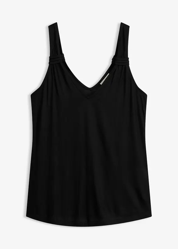 Jersey-Top aus reiner Viskose in schwarz von vorne - bonprix Jersey-Top aus reiner Viskose in schwarz von vorne - bonprix