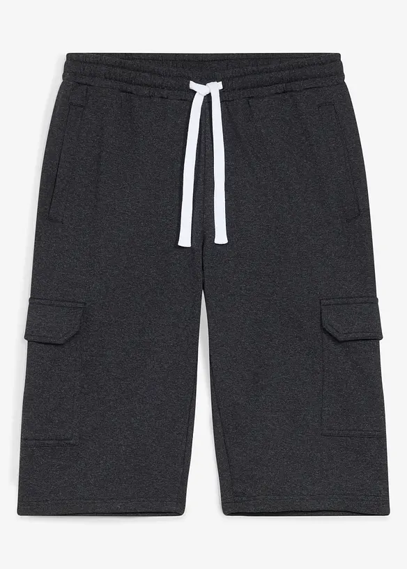 Cargo-Sweatbermuda aus Bio-Baumwolle in Regular Fit in grau von vorne - bonprix