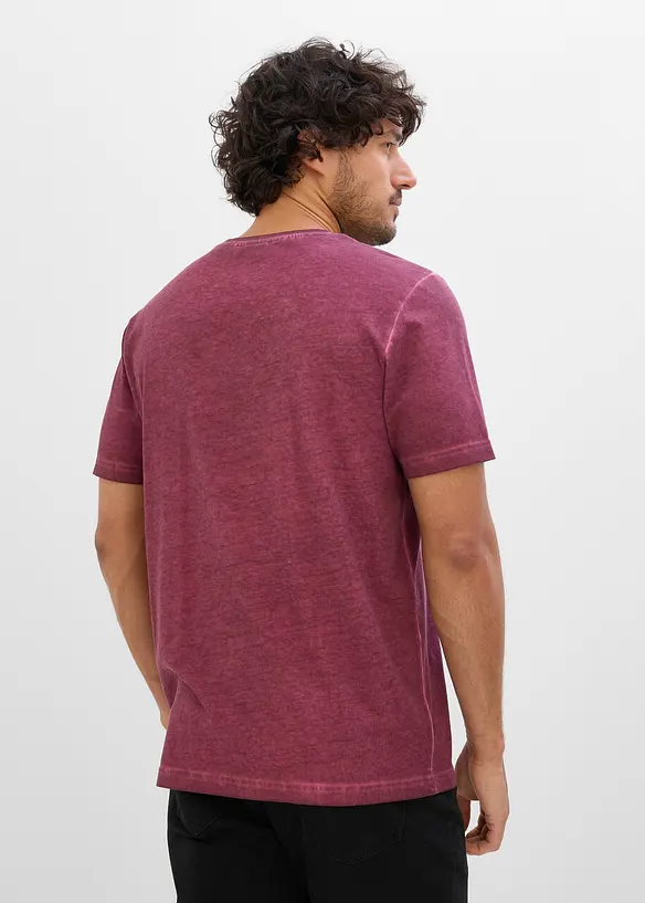 T-Shirt in gewaschener Optik aus reiner Bio-Baumwolle in rot von hinten (im Anschnitt) - bonprix