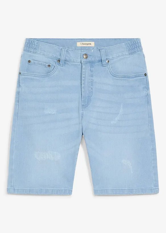 Jeans-Bermuda mit Dehnbund, Regular Fit in blau von vorne - bonprix