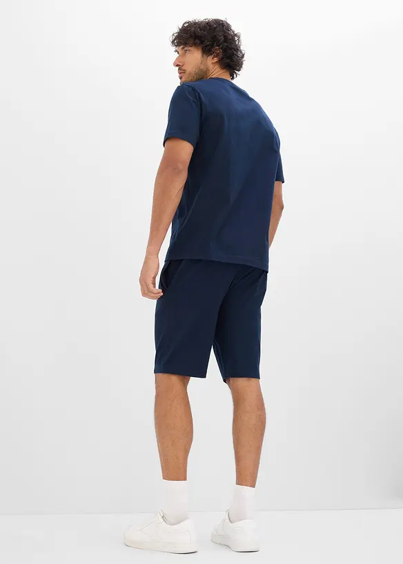 Muskelshirt, T-Shirt, 2x kurze Hose (4-tlg.Set) in blau von hinten (Totalaufnahme) - bonprix