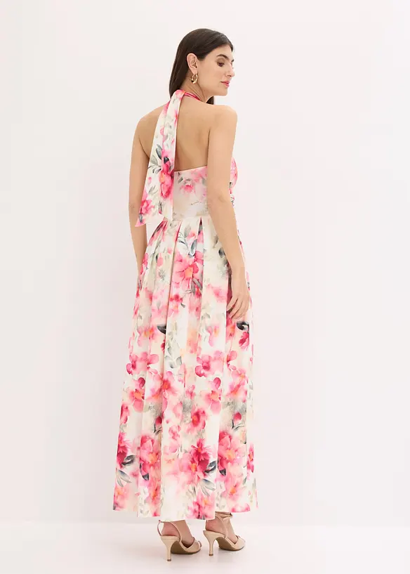 Neckholder-Kleid aus strukturiertem Crepe in weiß von hinten (Totalaufnahme) - bonprix Neckholder-Kleid aus strukturiertem Crepe in weiß von hinten (Totalaufnahme) - bonprix