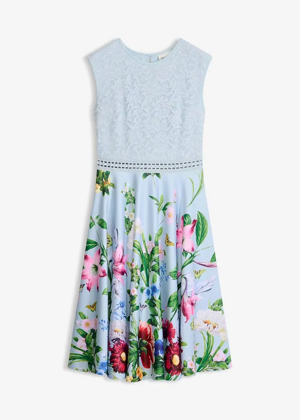Midikleid mit Spitze in blau von vorne - bonprix Midikleid mit Spitze in blau von vorne - bonprix
