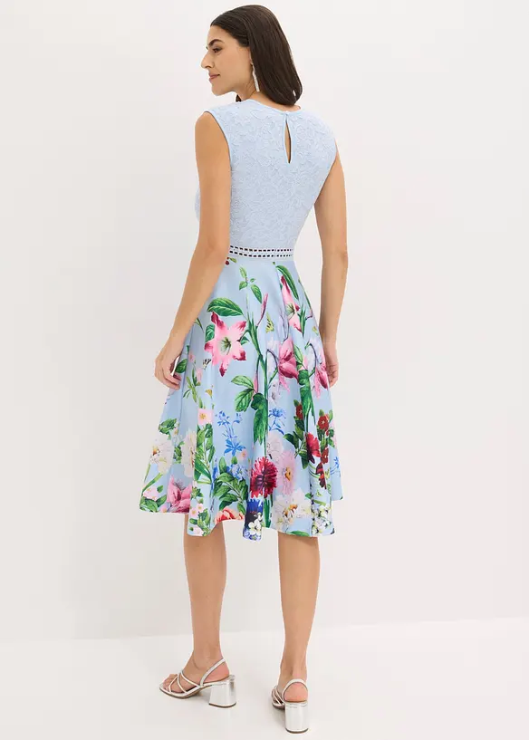 Midikleid mit Spitze in blau von hinten (Totalaufnahme) - bonprix Midikleid mit Spitze in blau von hinten (Totalaufnahme) - bonprix