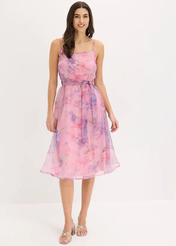 Midikleid aus zartem Tüll mit Bindeband in weiß von vorne (Totalaufnahme) - bonprix Midikleid aus zartem Tüll mit Bindeband in weiß von vorne (Totalaufnahme) - bonprix