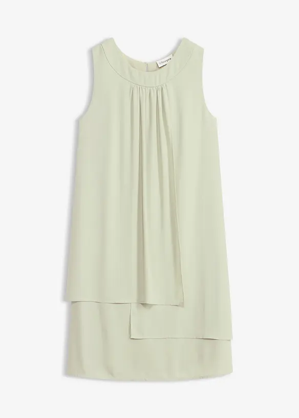 Chiffonkleid im Lagen-Look in grün von vorne - bonprix