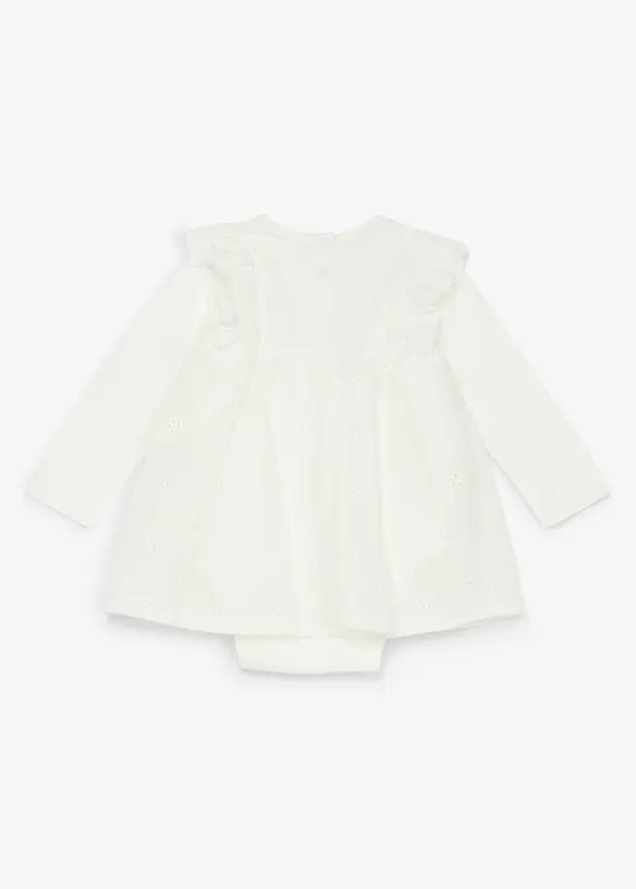Baby Bodykleid aus reiner Baumwolle mit Spitze in weiß von hinten - bonprix