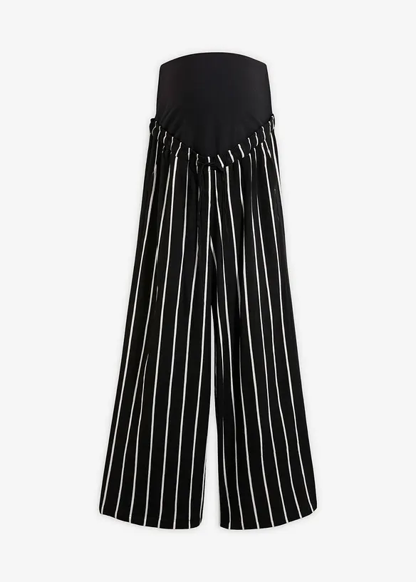 Weite Umstandshose aus Viscose-Crepe in schwarz von vorne - bonprix