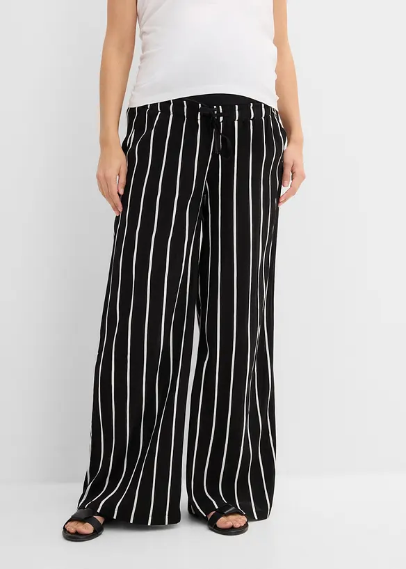 Weite Umstandshose aus Viscose-Crepe in schwarz von vorne - bonprix