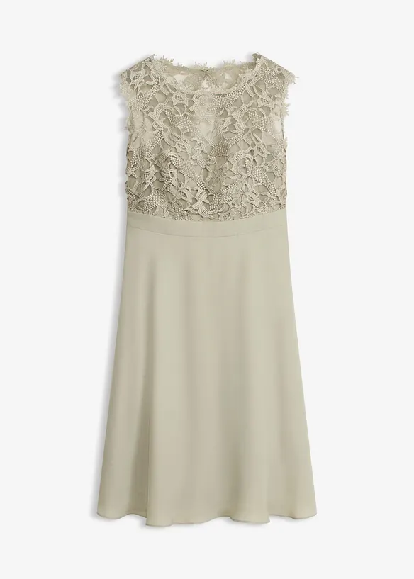 Minikleid mit Spitze in grün von vorne - bonprix