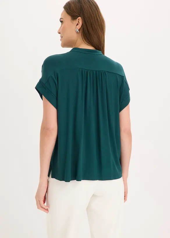 Shirtbluse aus softem Viskose Mix in grün von hinten (im Anschnitt) - bonprix