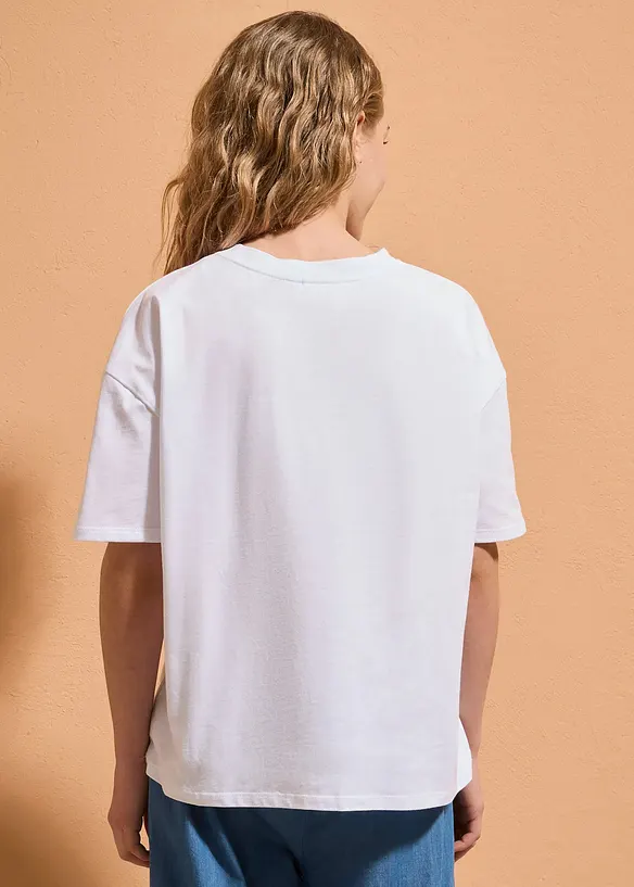 Mickey Mouse Oversize-Shirt aus reiner Baumwolle in weiß von hinten (im Anschnitt) - Disney