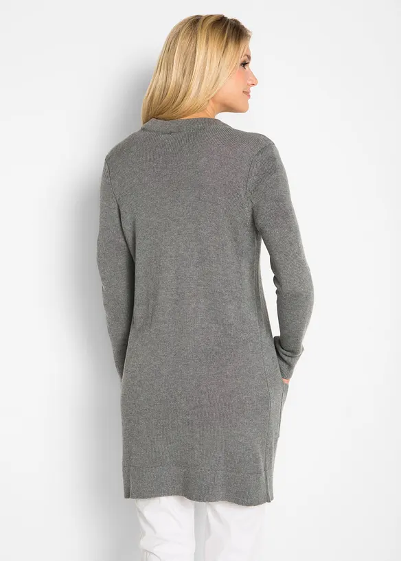 Longstrickjacke, Langarm in grau von hinten (im Anschnitt) - bonprix Longstrickjacke, Langarm in grau von hinten (im Anschnitt) - bonprix