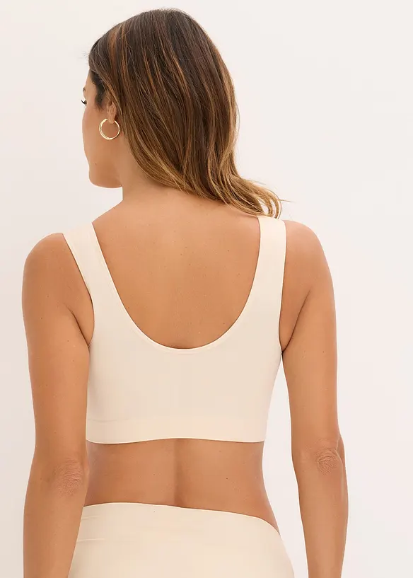 Feel Comfort Seamless Bustier (2er Pack) in beige von hinten (im Anschnitt) - bonprix