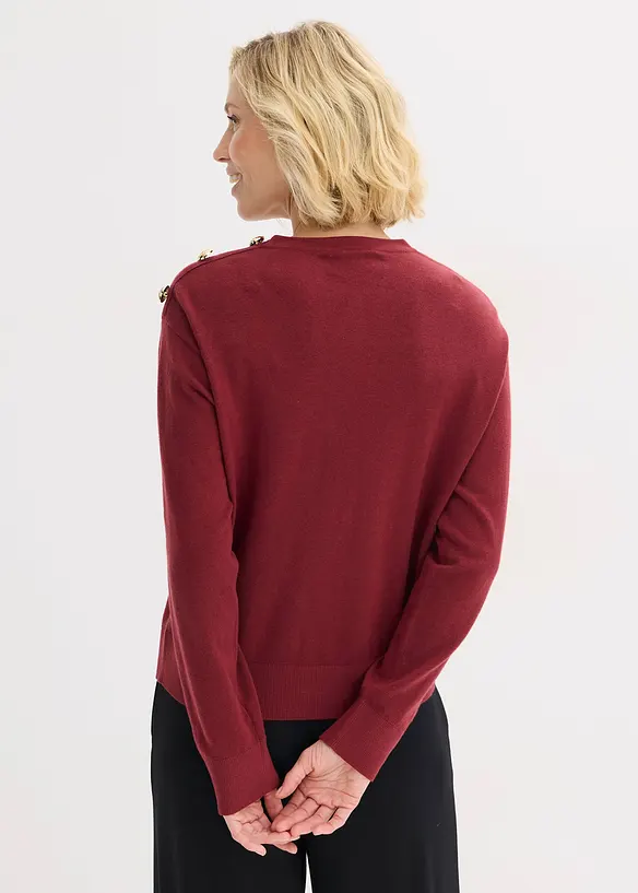 Baumwollpullover mit Knopfdetail in rot von hinten (im Anschnitt) - bonprix