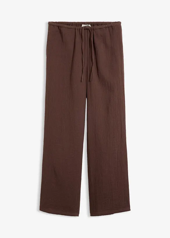 Musselin-Hose aus reiner Baumwolle in braun von vorne - bonprix Musselin-Hose aus reiner Baumwolle in braun von vorne - bonprix