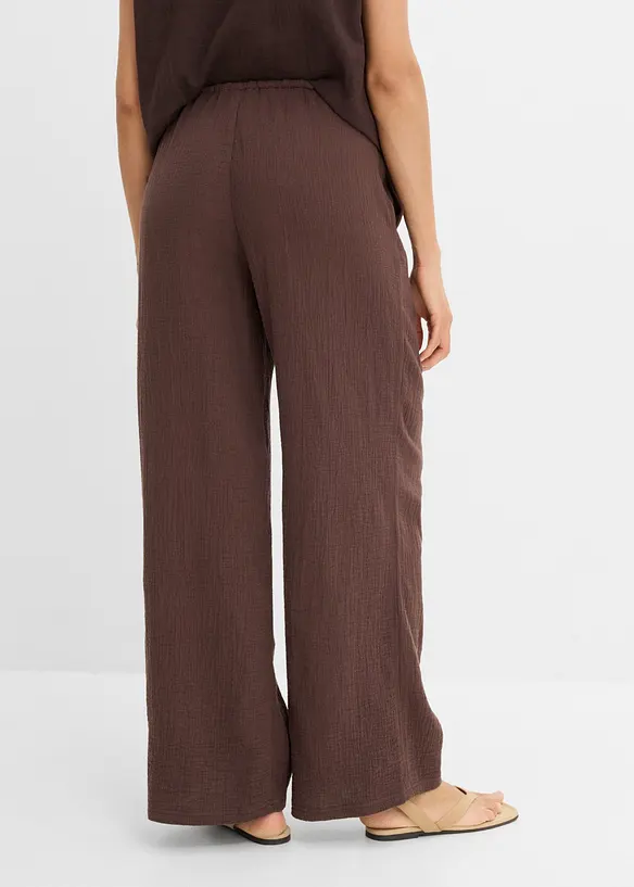 Musselin-Hose aus reiner Baumwolle in braun von hinten - bonprix Musselin-Hose aus reiner Baumwolle in braun von hinten - bonprix