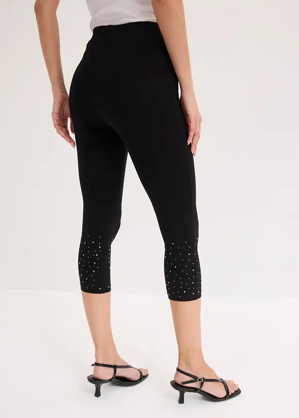 Capri-Leggings aus elastischem Baumwoll-Mix in schwarz von hinten - bonprix Capri-Leggings aus elastischem Baumwoll-Mix in schwarz von hinten - bonprix