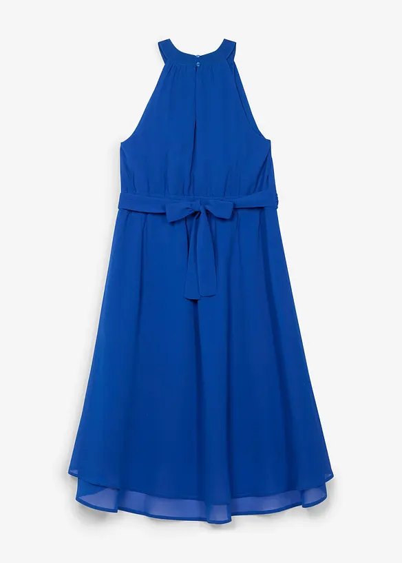 Vokuhila-Kleid aus Chiffon in blau von hinten - bonprix