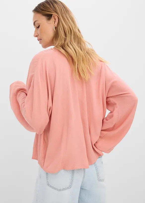 Tunikabluse aus feiner Viskose	 in rosa von hinten (im Anschnitt) - bonprix