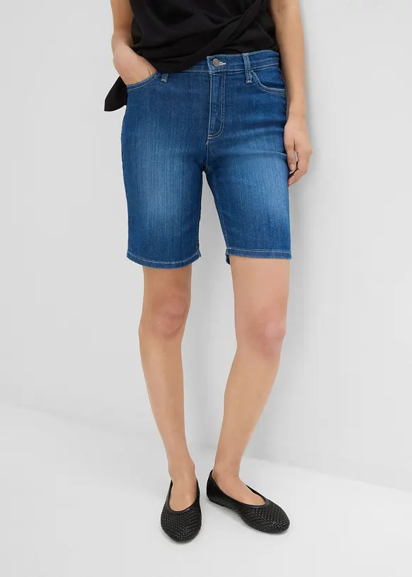 Jeans-Bermuda Mid Waist in blau von vorne - bonprix Jeans-Bermuda Mid Waist in blau von vorne - bonprix