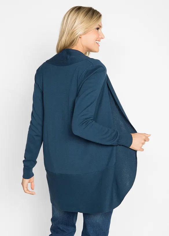 Feinstrickjacke in blau von hinten (im Anschnitt) - bonprix