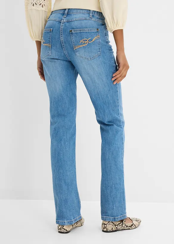 Straight-Jeans Mid Waist, Bequembund in blau von hinten - bonprix