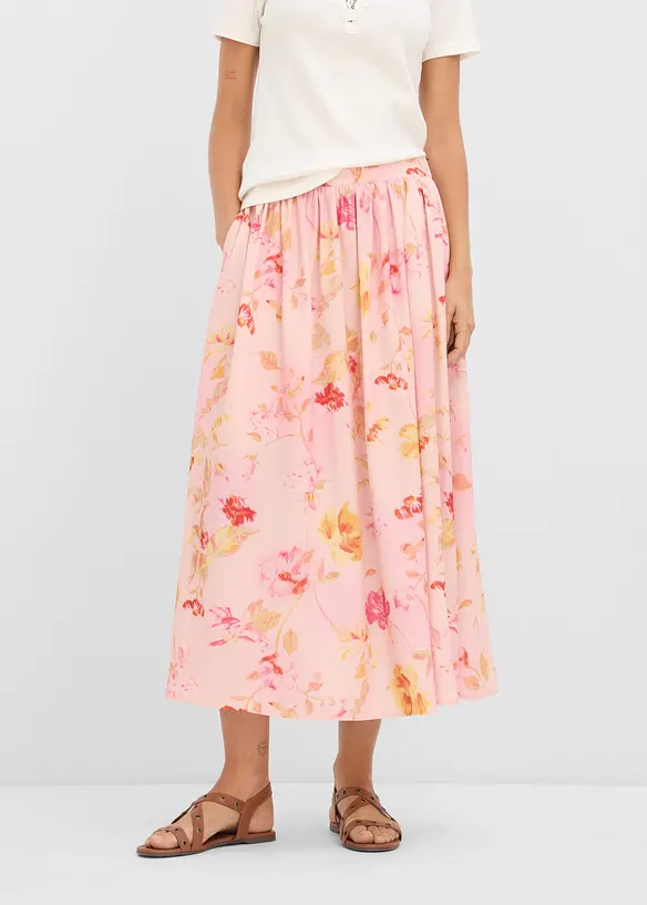 Maxirock aus luftigem Crêpe in rosa von vorne - bonprix Maxirock aus luftigem Crêpe in rosa von vorne - bonprix