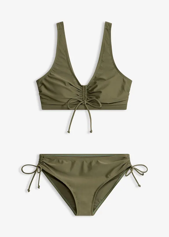 Bustier-Bikini (2-tlg.Set) mit Bindebändern in grün von vorne - bonprix