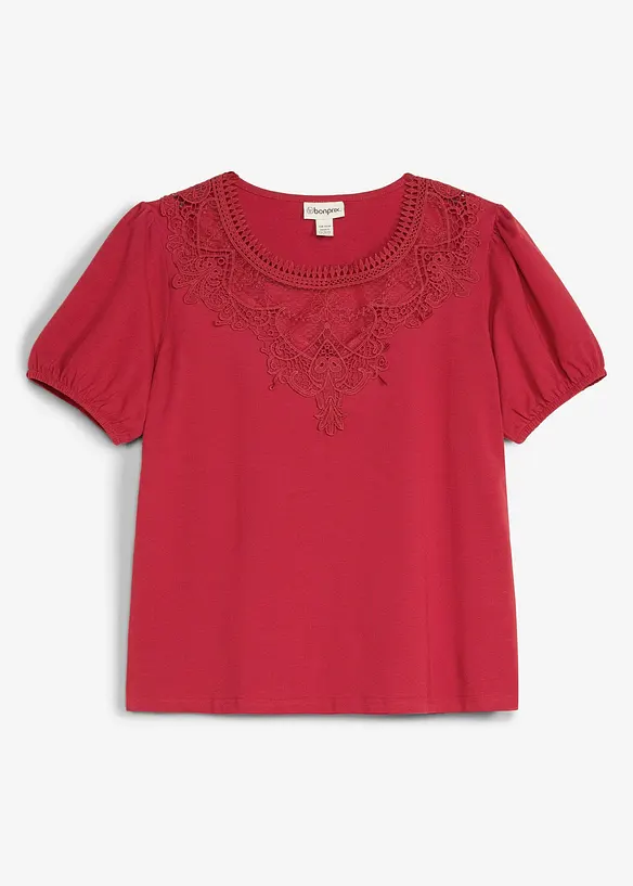 Shirt aus elastischer Baumwolle in rot von vorne - bonprix Shirt aus elastischer Baumwolle in rot von vorne - bonprix