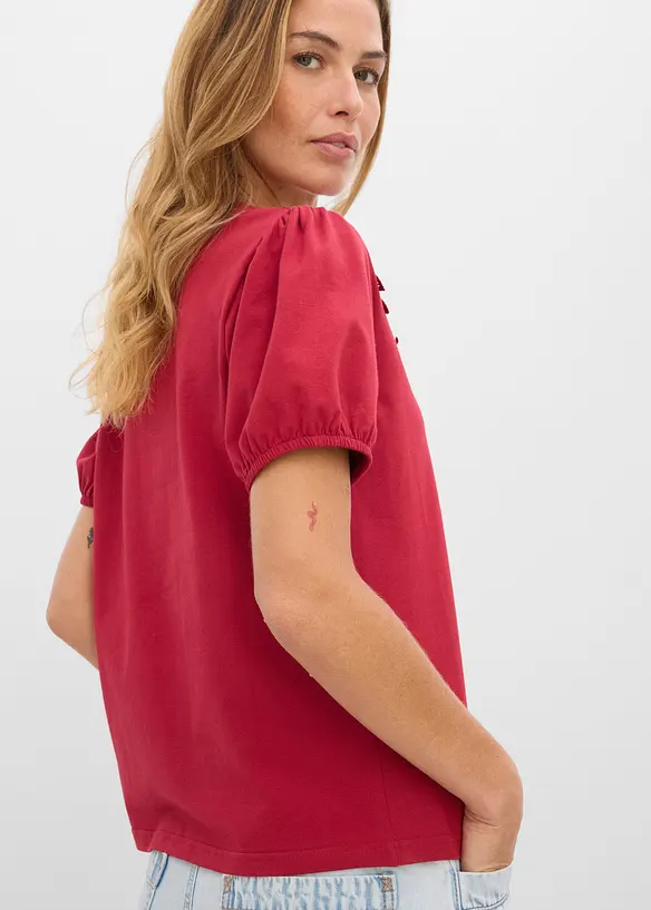 Shirt aus elastischer Baumwolle in rot von hinten (im Anschnitt) - bonprix Shirt aus elastischer Baumwolle in rot von hinten (im Anschnitt) - bonprix