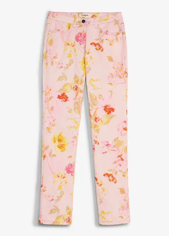 Stretch-Hose mit Blüten Print in rosa von vorne - bonprix Stretch-Hose mit Blüten Print in rosa von vorne - bonprix