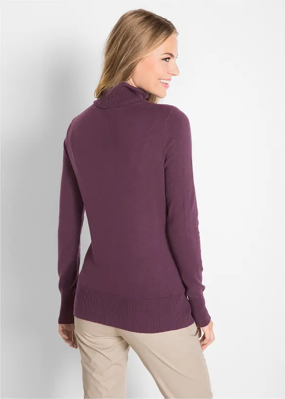 Basic Rollkragenpullover in lila von hinten (im Anschnitt) - bonprix