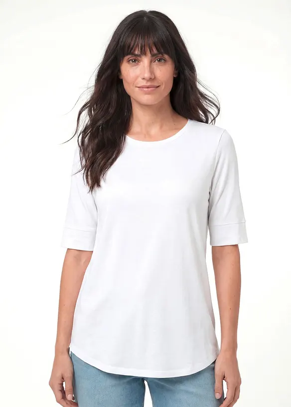 Long-Shirt aus softer Viskose in weiß von vorne (im Anschnitt) - bonprix Long-Shirt aus softer Viskose in weiß von vorne (im Anschnitt) - bonprix
