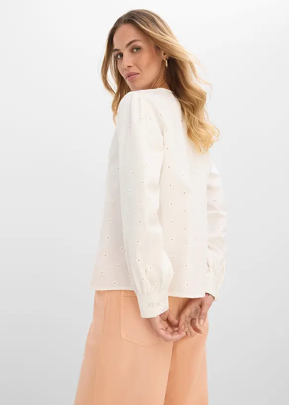 Bluse aus griffigem Popeline	 in weiß von hinten (im Anschnitt) - bonprix