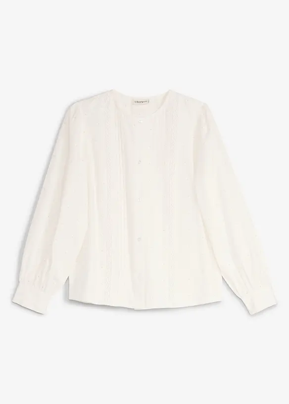 Bluse aus griffigem Popeline	 in weiß von vorne - bonprix