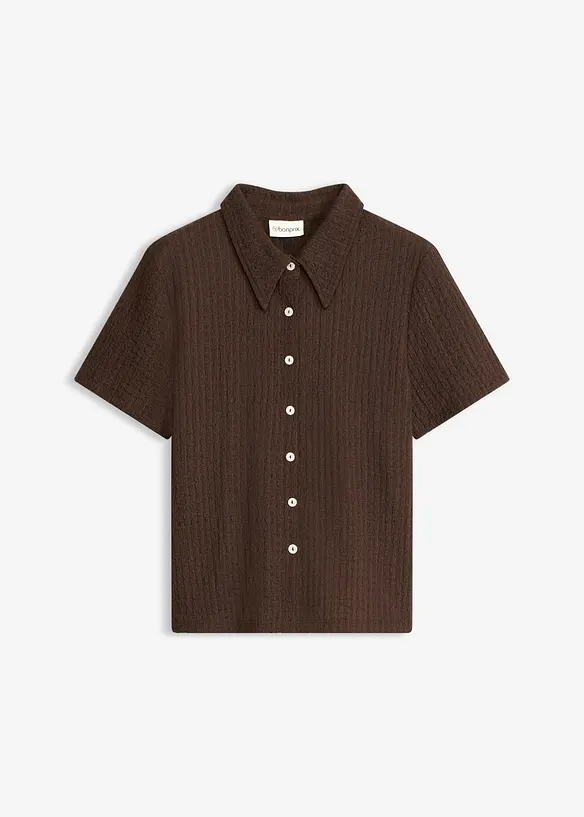 Shirtbluse mit Struktur in braun von vorne - bonprix