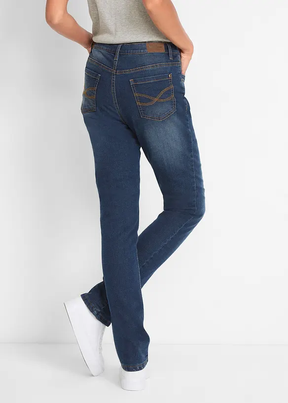 Straight-Jeans High Waist, Thermo in blau von hinten - bonprix
