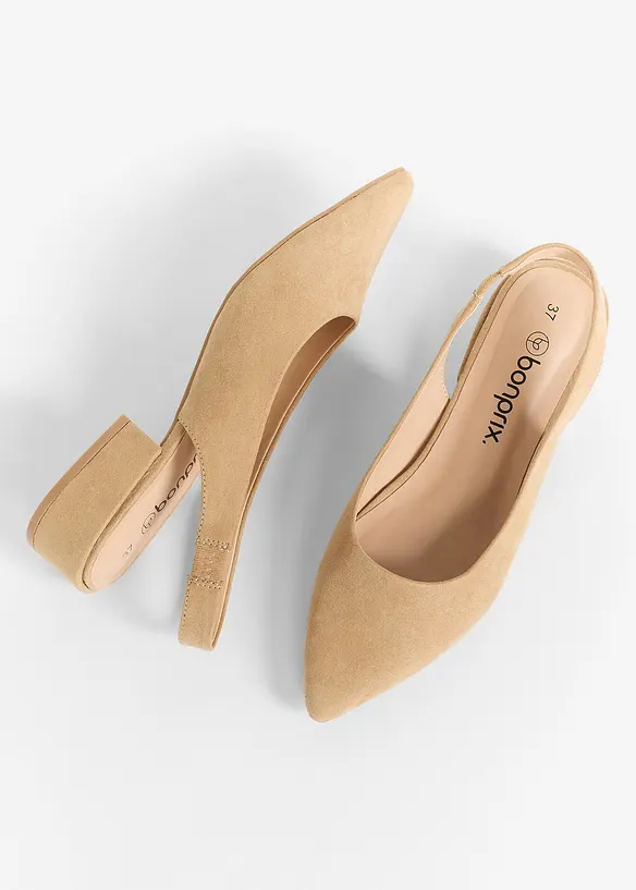 Slingpumps mit flachem Absatz in braun - bonprix