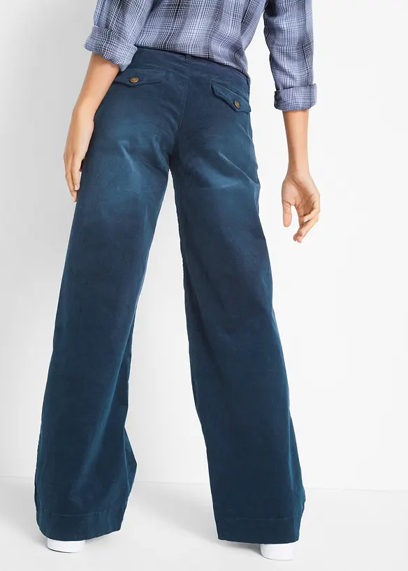 Cordhose aus elastischem Baumwoll-Mix in blau von hinten - bonprix Cordhose aus elastischem Baumwoll-Mix in blau von hinten - bonprix