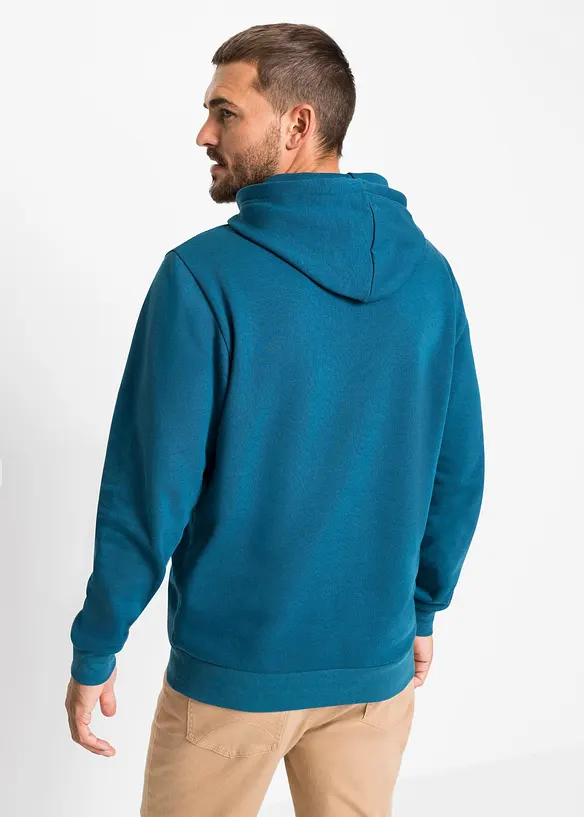 Hoodie in Regular Fit in petrol von hinten (im Anschnitt) - bonprix