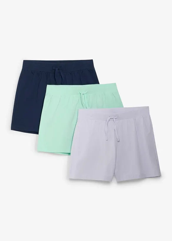 Jersey-Shorts (3er Pack) aus reiner Bio-Baumwolle in lila von vorne - bonprix