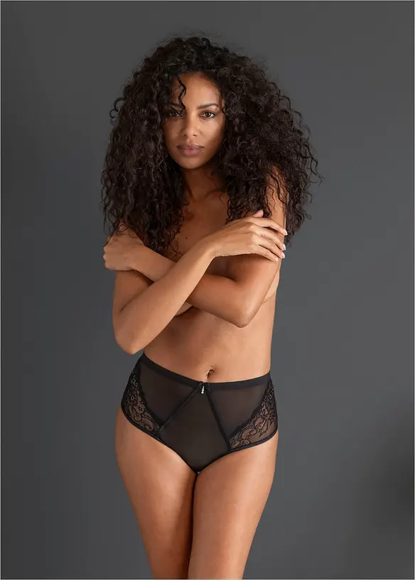 High Waist Slip  ouvert in schwarz von vorne - bonprix