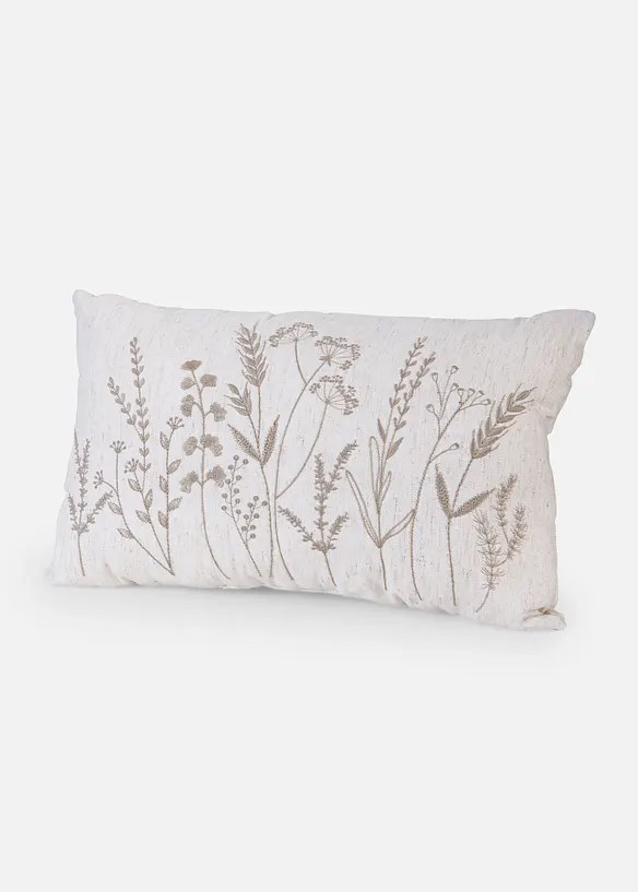 Kissen mit Stickerei in beige von vorne - bonprix